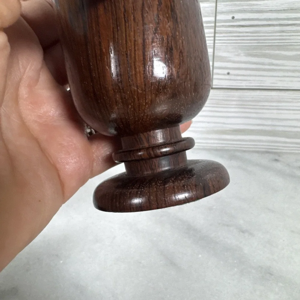 Handcrafted Hand Turned Cover Wood Toothpick Holder. Signed